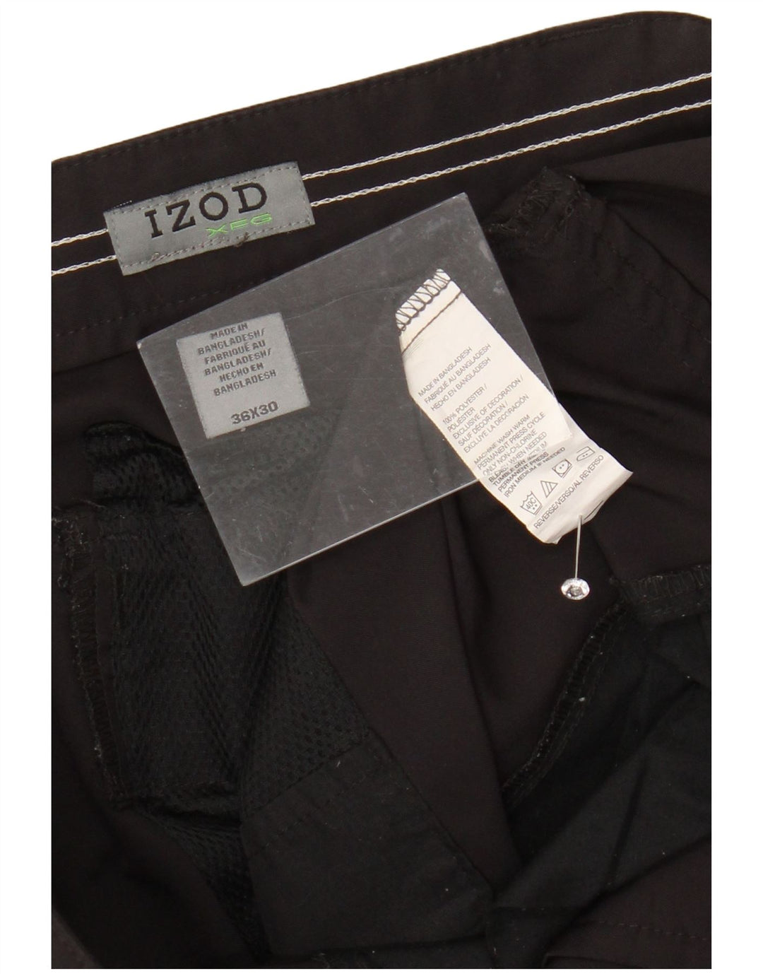 Ανδρικό ίσιο παντελόνι Chino IZOD W36 L30 Μαύρο πολυεστέρα