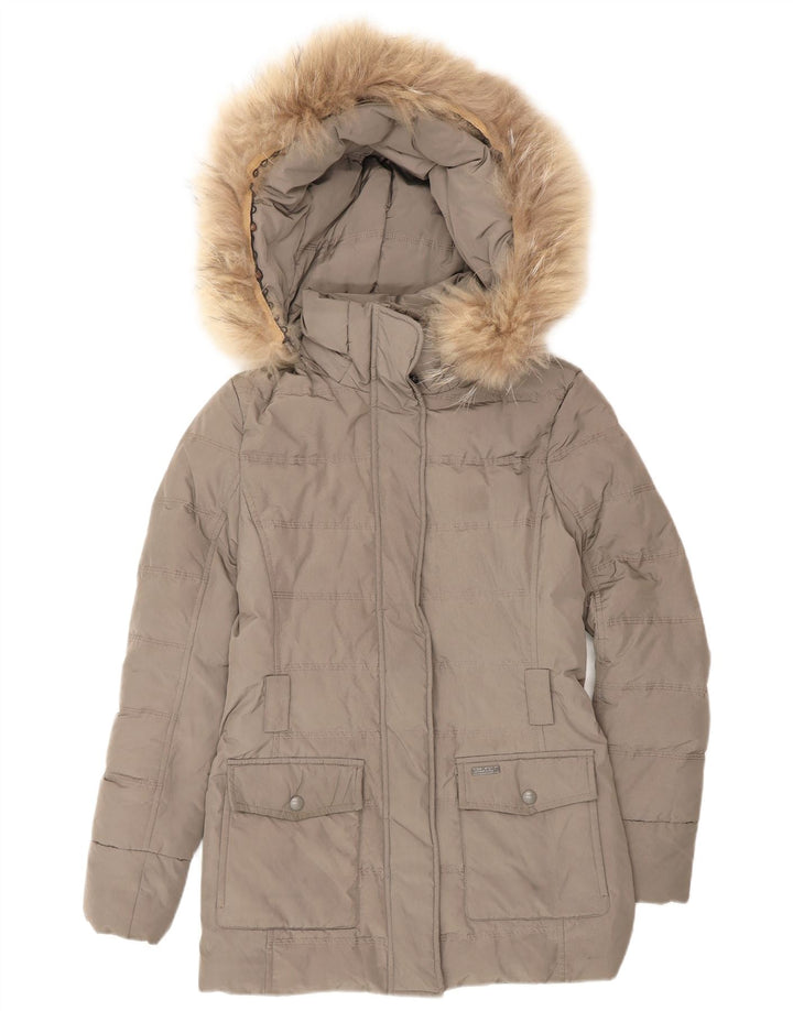 Woolrich Γυναικείο παλτό με κουκούλα UK 6 XS Γκρι πολυεστέρα χειμώνα