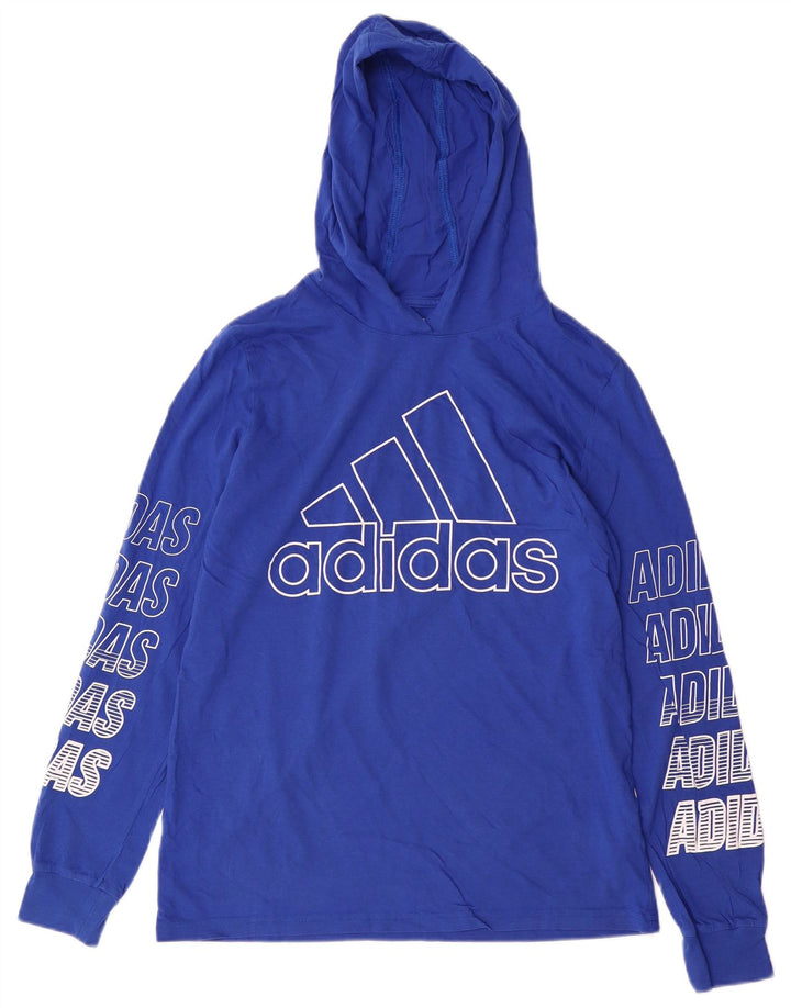 Adidas Boys με κουκούλα γραφικό μακρυμάνικο 14-15 ετών Μεγάλο μπλε σπορ