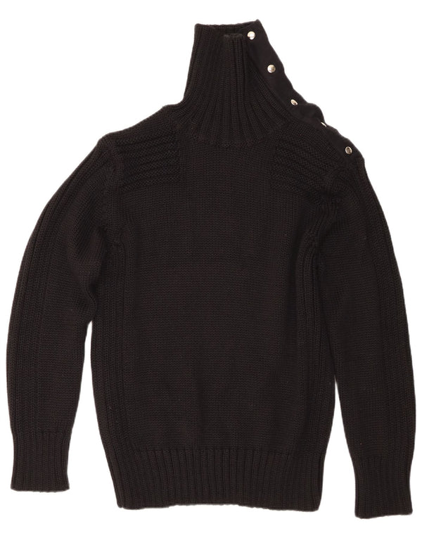 Sonny Bono γυναικείο πουλόβερ με ρολό λαιμόκοψη UK 20 2XL μαύρο μαλλί Merino