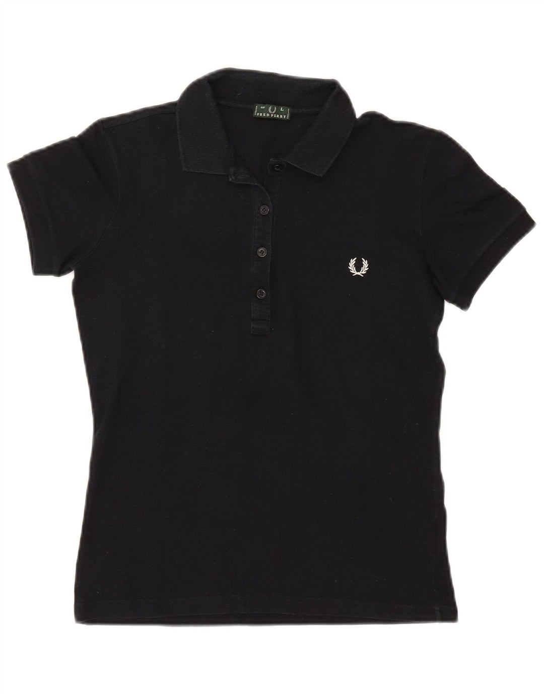 FRED PERRY Γυναικείο μπλουζάκι πόλο UK 16 μεγάλο μαύρο βαμβακερό