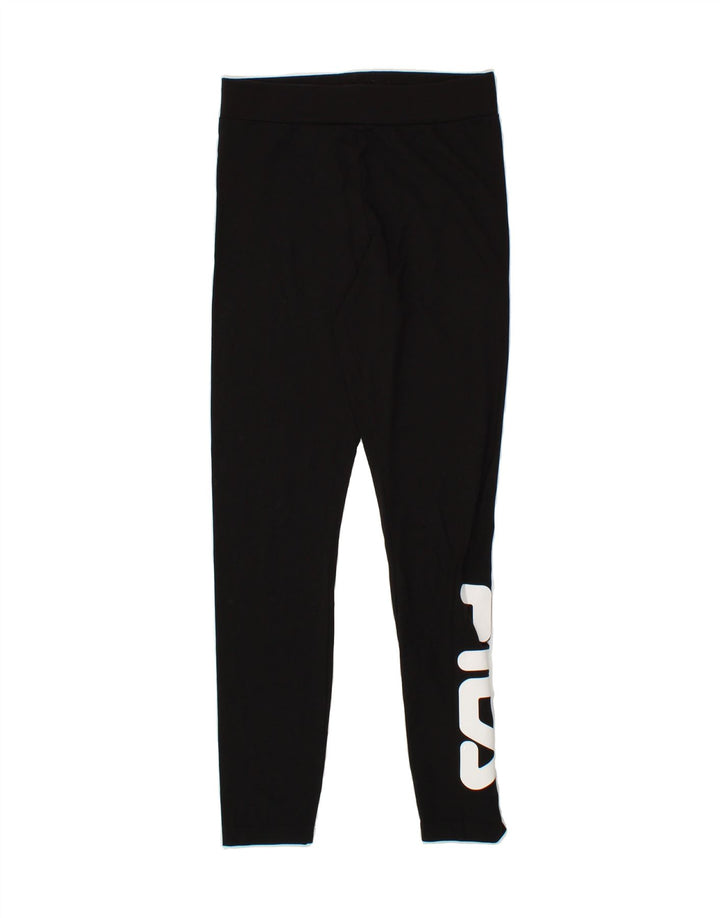 FILA Womens Graphic Leggings UK 8 Small  Black Cotton Vintage Fila and Second-Hand Fila from Messina Hembry 