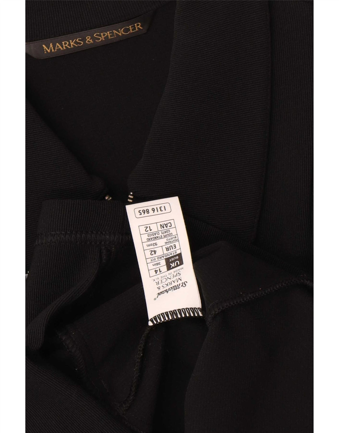 Marks & Spencer Γυναικείο μπουφάν σακάκι με φερμουάρ UK 14 Medium μαύρο νάιλον