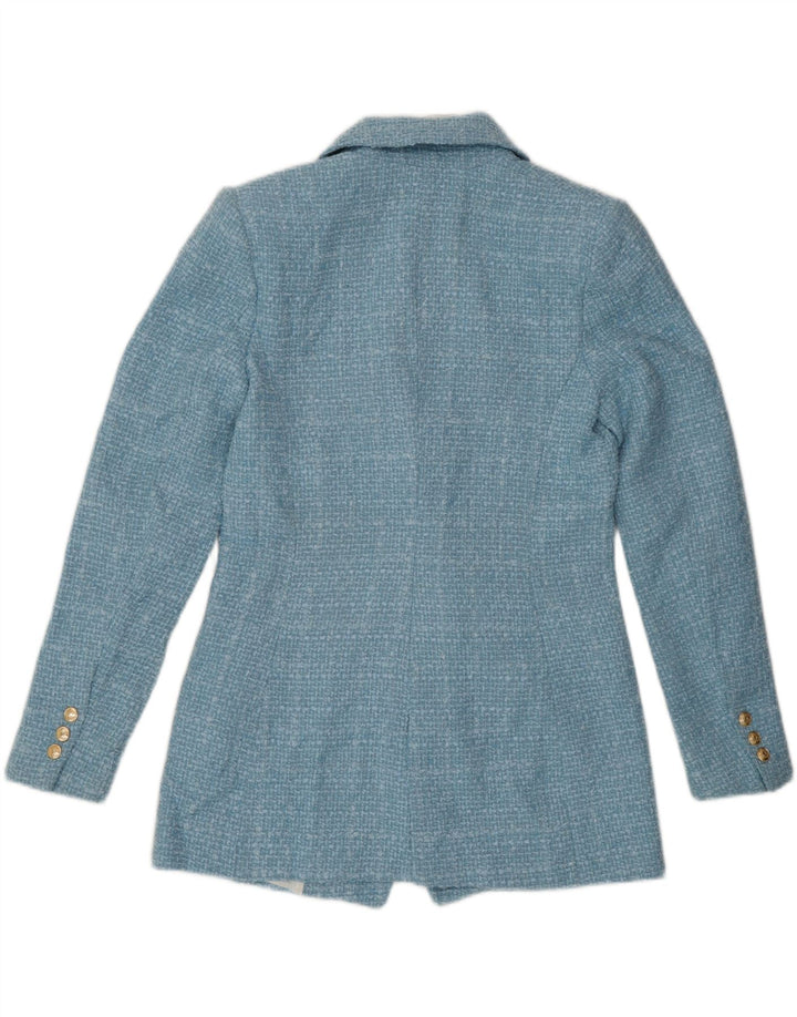Zara Γυναικείο μπουφάν blazer διπλό στήθος UK 14 Medium Blue Check Polyester