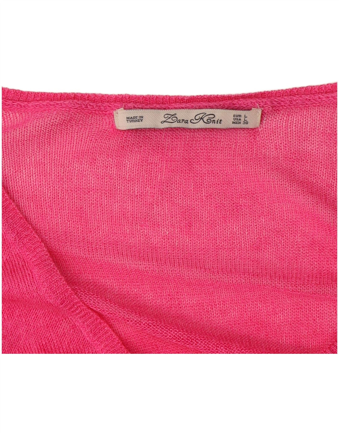 Zara Γυναικείο πουλόβερ με V λαιμόκοψη UK 16 Large Pink