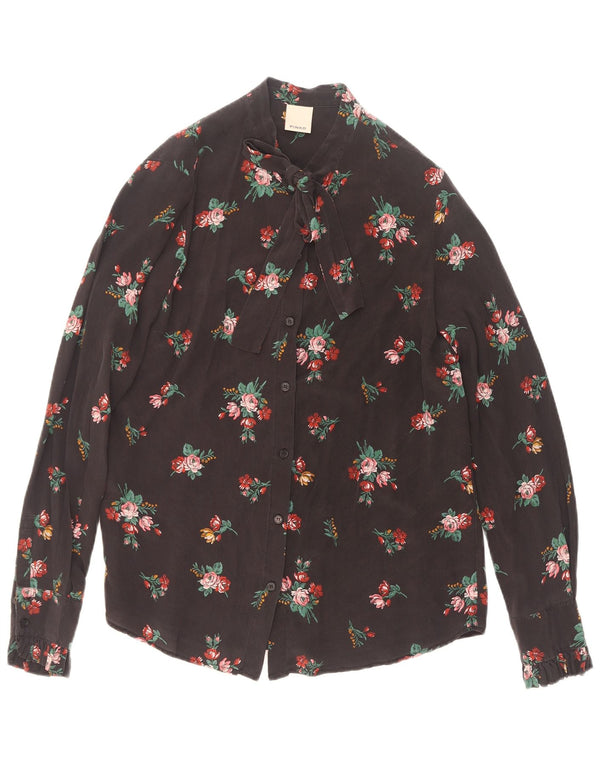 Γυναικεία μπλούζα με γραβάτα Pinko μπλούζα UK 10 Small Black Floral Silk