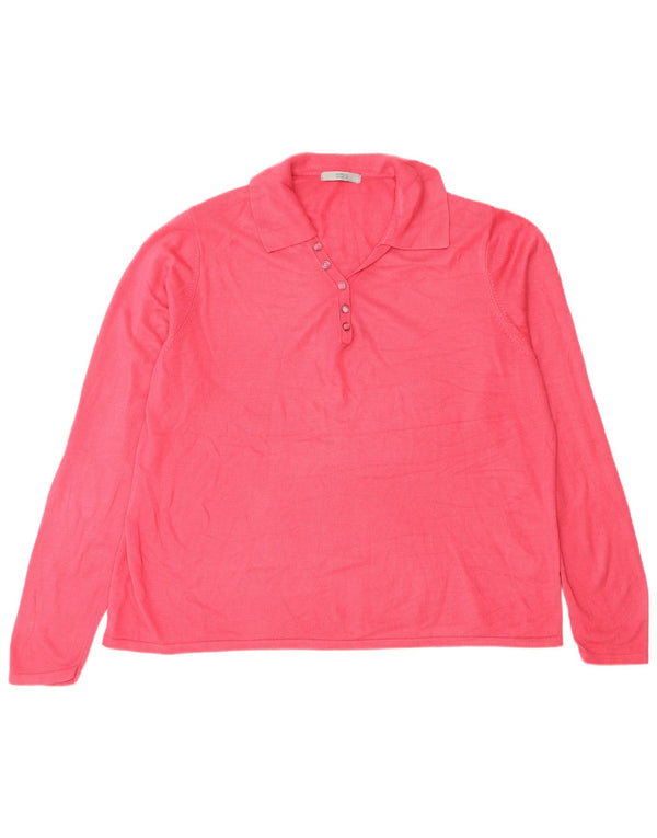 Marks & Spencer Womens Polo Neck Jumper Sweater UK 22 3XL Pink Acrylic
