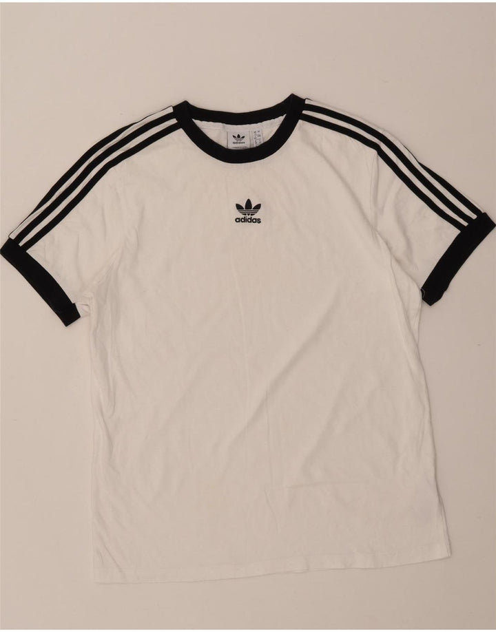 Adidas Γυναικείο T-Shirt Top UK 12 Μεσαίο λευκό βαμβακερό