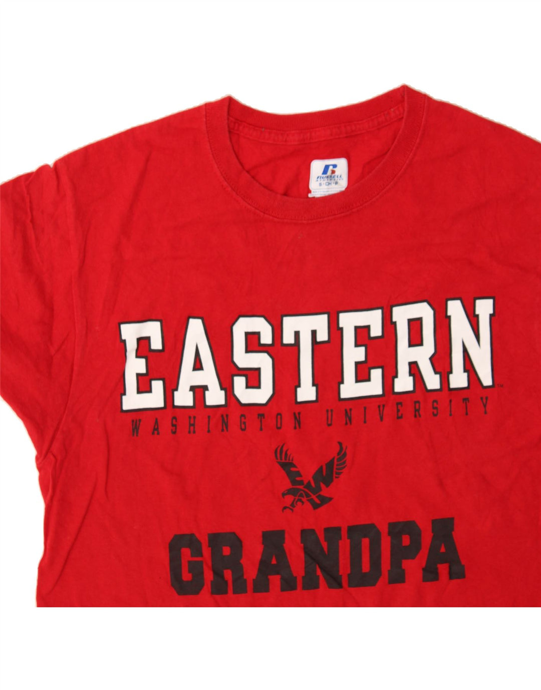 RUSSELL ATHLETIC Mens Graphic T-Shirt Top Small Red Cotton Vintage Russell Athletic and Second-Hand Russell Athletic from Messina Hembry 