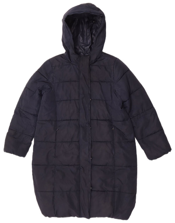 Marks & Spencer Girls με κουκούλα με επένδυση παλτό 11-12 ετών Navy Blue Polyester