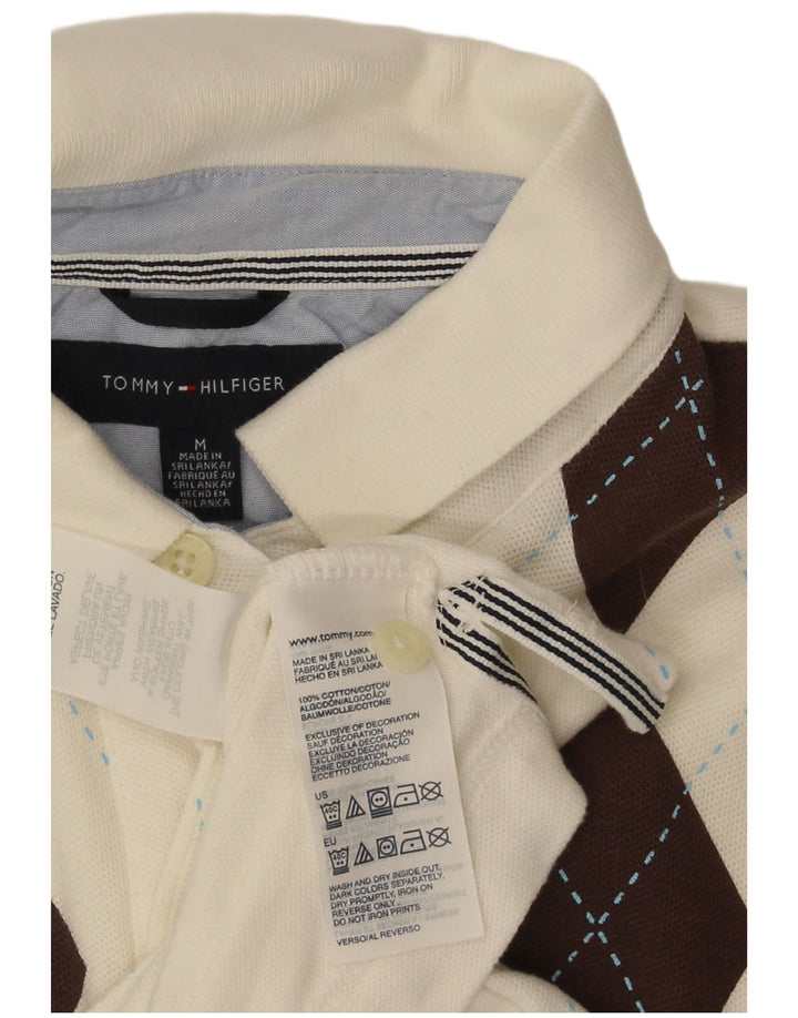 Ανδρικό μπλουζάκι πόλο Tommy Hilfiger, μεσαίο λευκό Argyle/Διαμαντέ βαμβακερό
