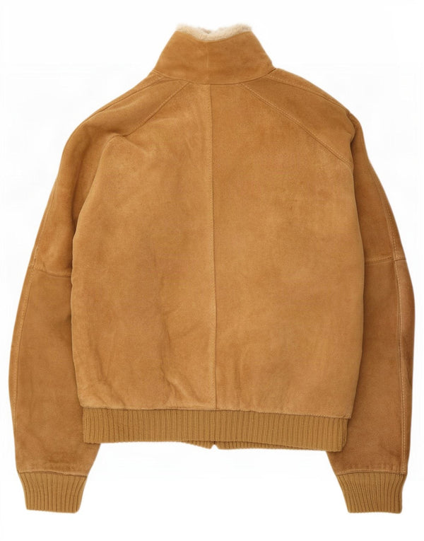 Vintage Ανδρικό Sherpa Suede Jacket UK 38 Medium Beige Leather