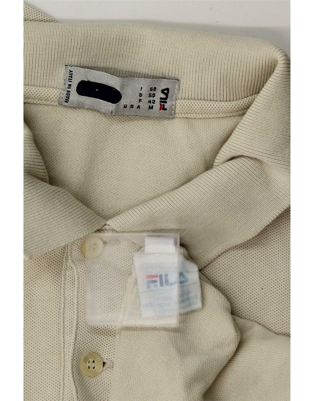 Ανδρικό μακρυμάνικο μπλουζάκι πόλο Fila IT 50 Βαμβακερό σε μεσαίο υπόλευκο