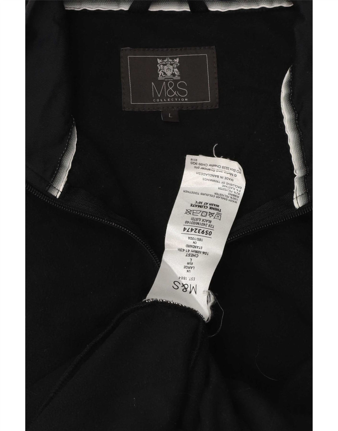 Marks & Spencer Mens Fleece Jacket UK 40 Large Black Polyester