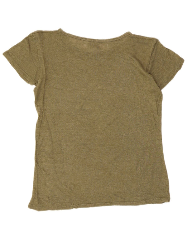 Zara Γυναικείο T-Shirt Trafaluc Graphic Top UK 10 Small Khaki