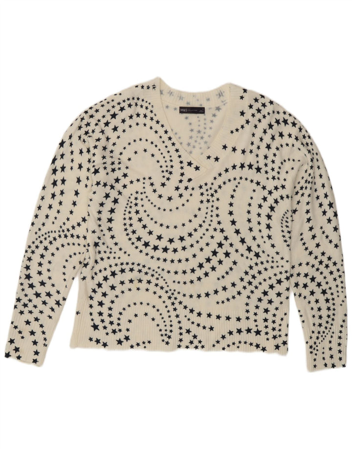 Marks & Spencer Γυναικείο πουλόβερ με λαιμόκοψη UK 14 Large White