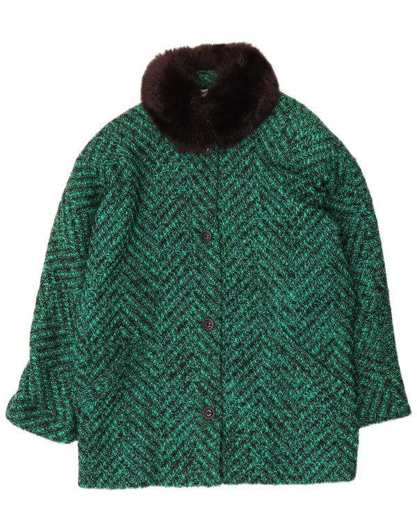Γυναικείο Πανωφόρι Marina Rinaldi Μέγεθος 19 Small Green Chevron Wool