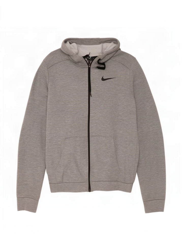Ανδρικό πουλόβερ Nike με φερμουάρ με κουκούλα μεσαίου γκρι πολυεστέρα