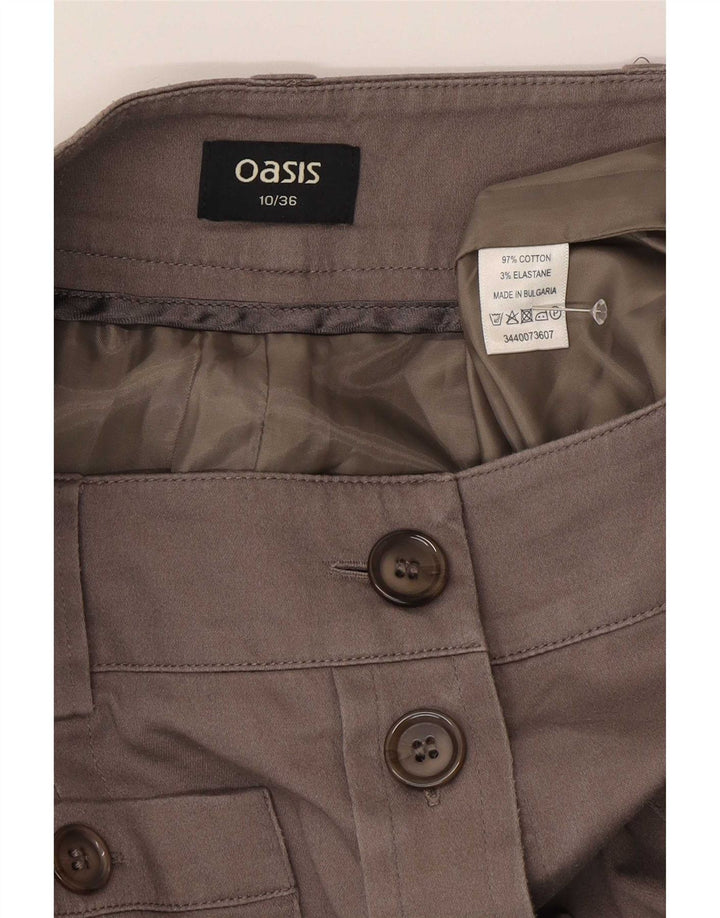 Oasis γυναικεία κανονική μίντι φούστα US 10 μεγάλη W30 καφέ βαμβακερή