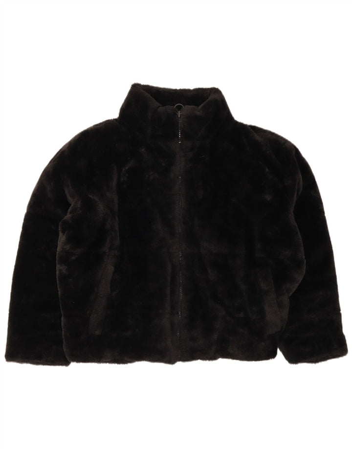 Zara Γυναικείο Μπουφάν από Faux Fur UK 16 Large Black Polyester