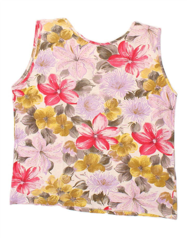VINTAGE Womens Vest Top UK 14 Medium Multicoloured Floral Vintage Vintage and Second-Hand Vintage from Messina Hembry 