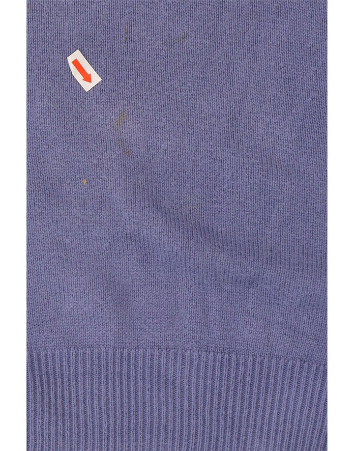 Ανδρικό πουλόβερ Marks & Spencer Blue Harbour με λαιμόκοψη με λαιμόκοψη, μεγάλο μπλε βαμβακερό