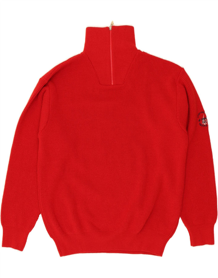 JEANTEX Mens Zip Neck Jumper Sweater Large Red Wool Vintage Jeantex and Second-Hand Jeantex from Messina Hembry 