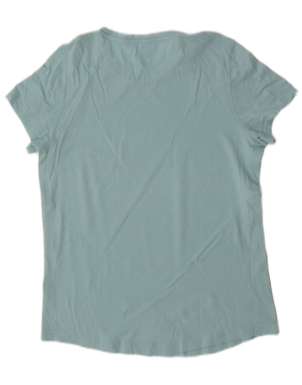 PUMA Womens Graphic T-Shirt Top UK 12 Medium Blue Colourblock