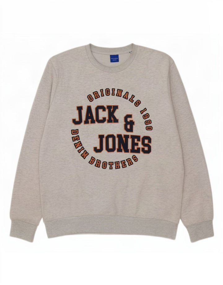 Ανδρικό γραφικό φούτερ Jack & Jones Jumper XL Γκρι βαμβακερό