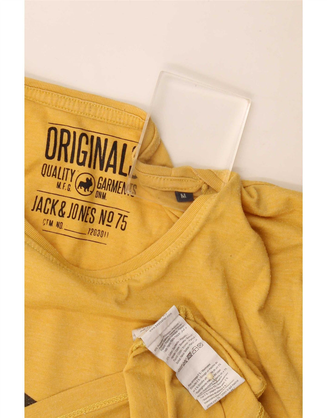 Ανδρικό γραφικό μπλουζάκι Jack & Jones Τοπ μεσαίου κίτρινου πολυεστέρα