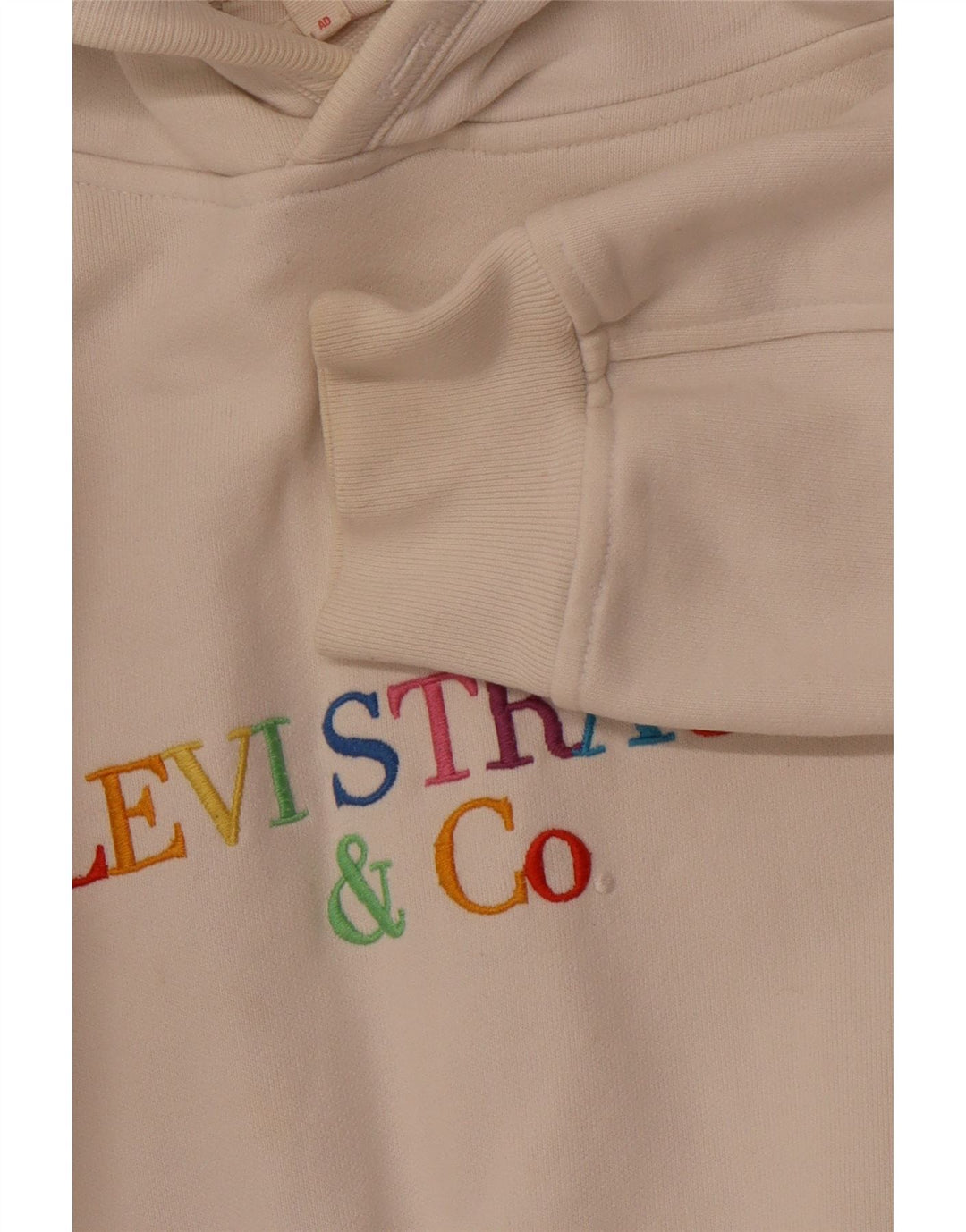 Γυναικείο LEVI'S Oversized Graphic Hoodie Jumper UK 14 Medium Off White