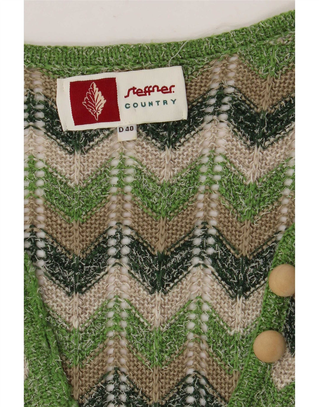 Steffner Γυναικείο πουλόβερ Crop Cardigan EU 40 Medium Green Chevron