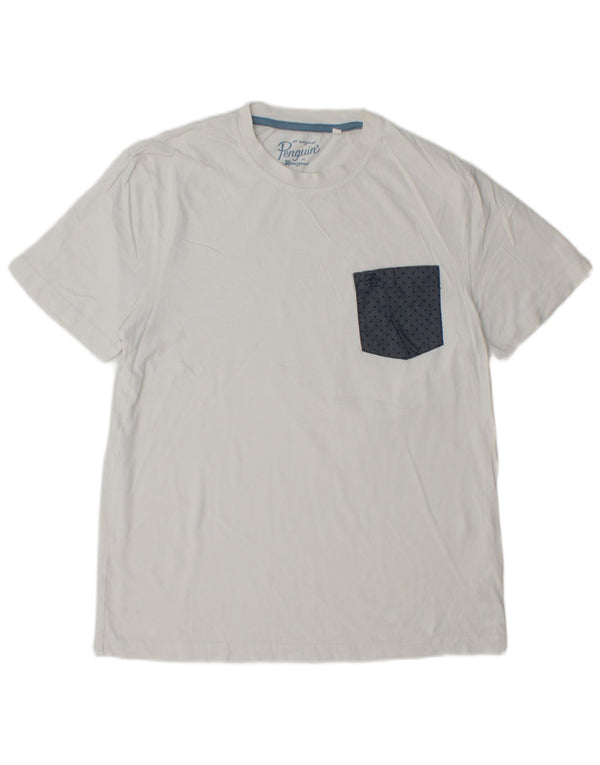 Ανδρικό T-Shirt PENGUIN Top μεγάλο λευκό βαμβακερό με στίγματα