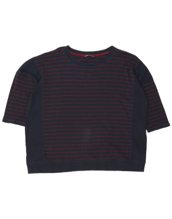 Marks & Spencer Γυναικείο πουλόβερ με λαιμό σκάφος UK 22 3XL Navy Blue ριγέ