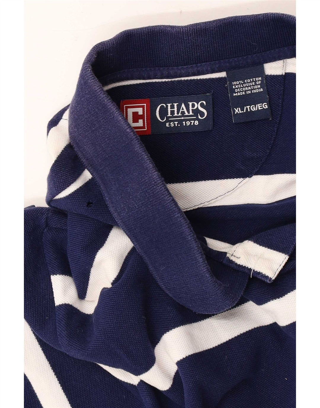 Chaps Ανδρικό πουκάμισο Polo XL Navy Blue ριγέ βαμβακερό