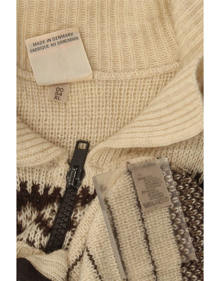 Ανδρικό πουλόβερ Clipper Cardigan IT 54 XL Off White Fair Isle Wool