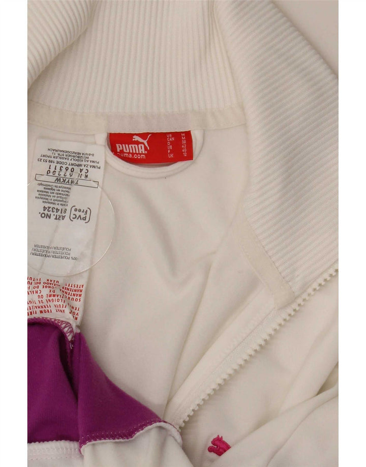 Puma Γυναικεία αθλητική φόρμα Top Jacket UK 12 Medium White Colourblock Polyester