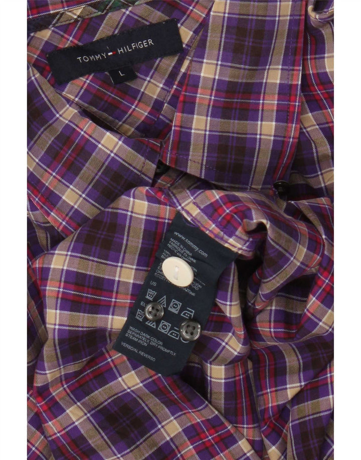 Ανδρικό πουκάμισο Tommy Hilfiger Large Purple Check Cotton