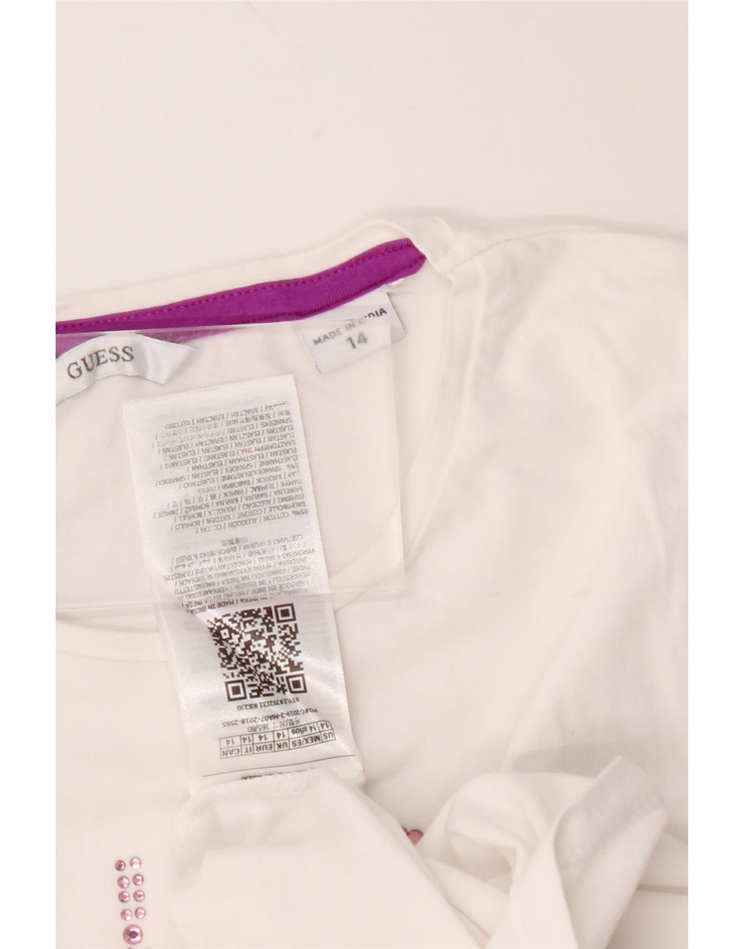 GUESS Girls Graphic T-Shirt Top 13-14 ετών Λευκό βαμβακερό