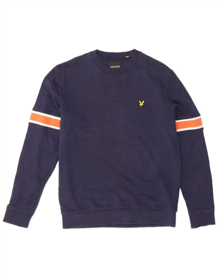 Lyle & Scott Ανδρικό φούτερ Jumper Μικρό μπλε Navy Colourblock Βαμβακερό