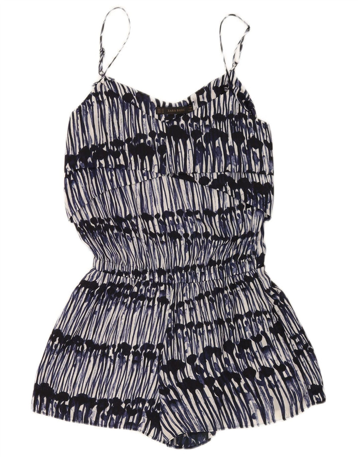 Zara Γυναικεία Abstract Pattern Αμάνικο Playsuit UK 6 XS Navy Blue