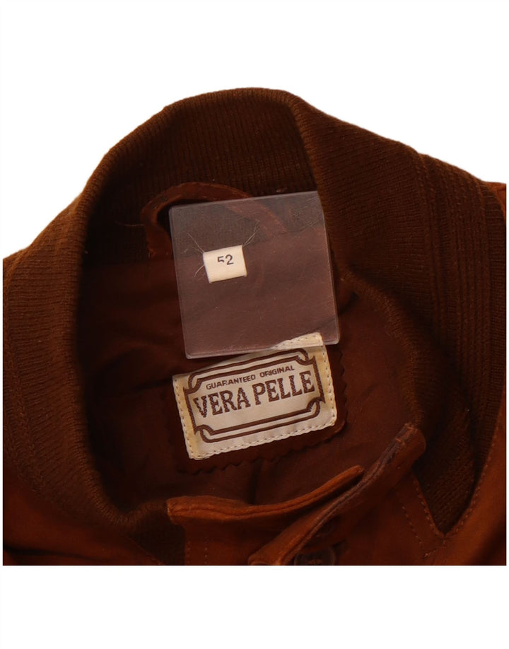 VINTAGE Ανδρικό Suede Bomber Jacket IT 52 XL Καφέ Δερμάτινο