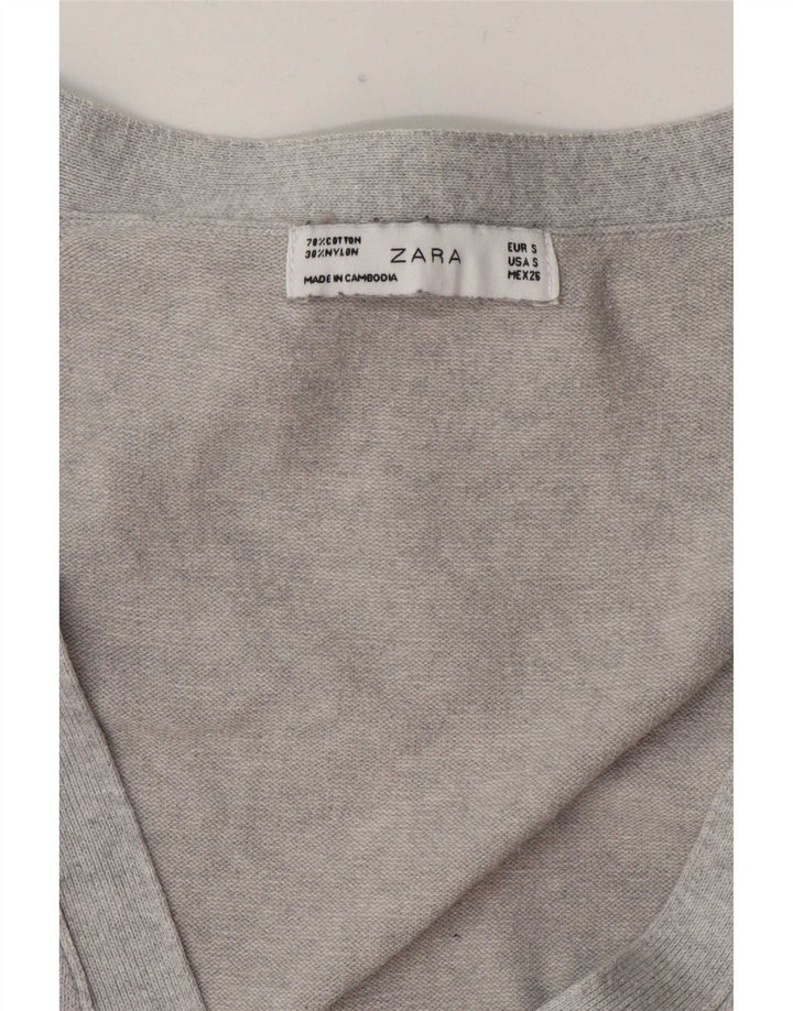 Zara Γυναικεία Ζακέτα UK 10 Small Grey Cotton