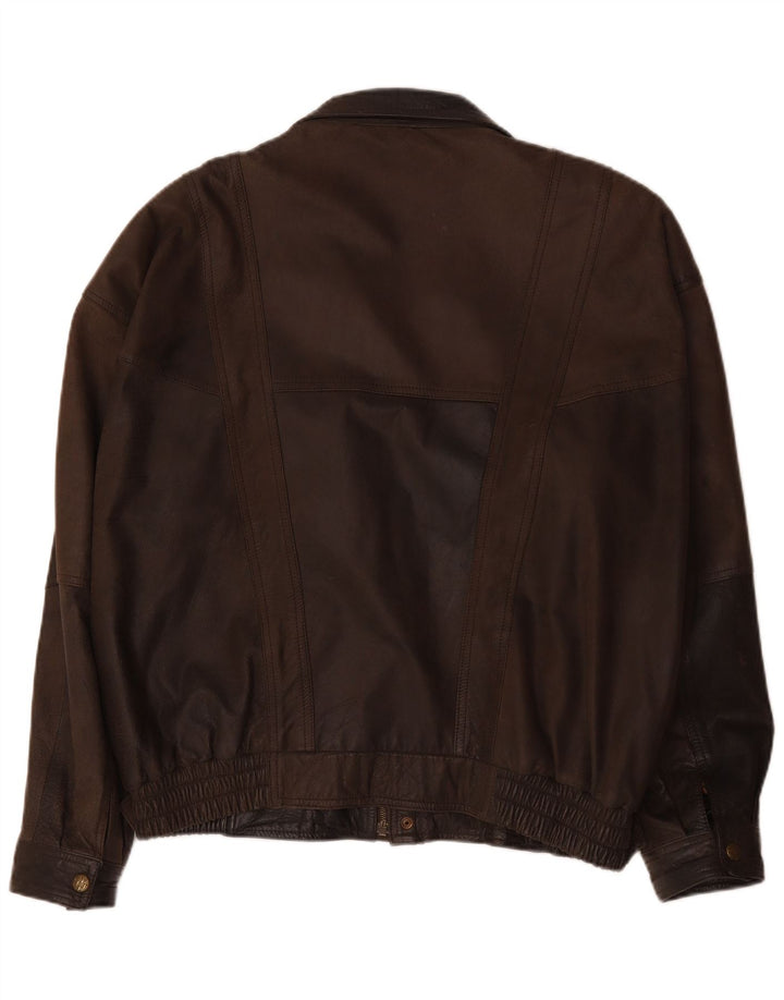Vintage Ανδρικό Bomber Δερμάτινο Μπουφάν IT 56 3XL Καφέ Δερμάτινο