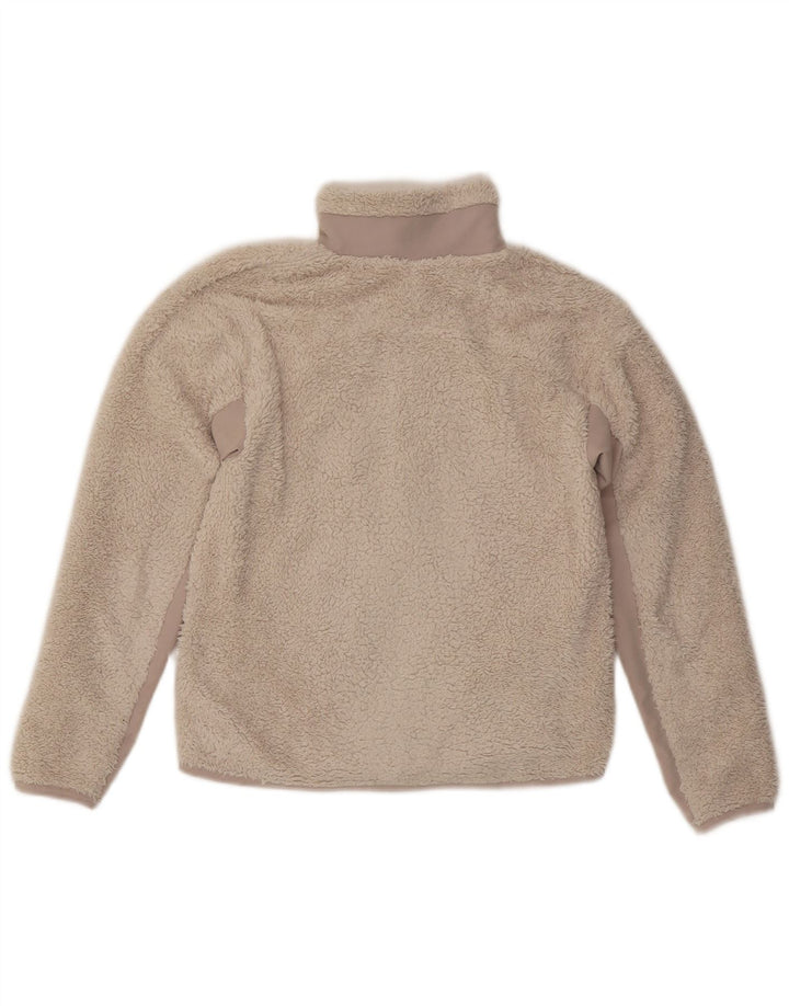 NIKE Γυναικείο μπουφάν φλις μεγάλου μεγέθους UK 6 XS μπεζ πολυεστέρας