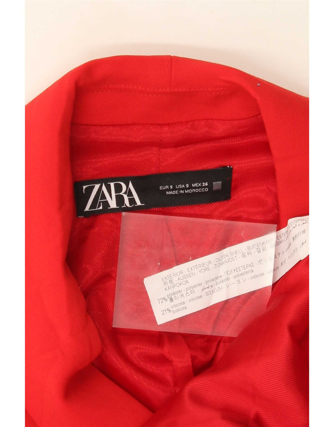 Zara Γυναικείο Γιλέκο Longline διπλό στήθος UK 10 Small Red Polyester