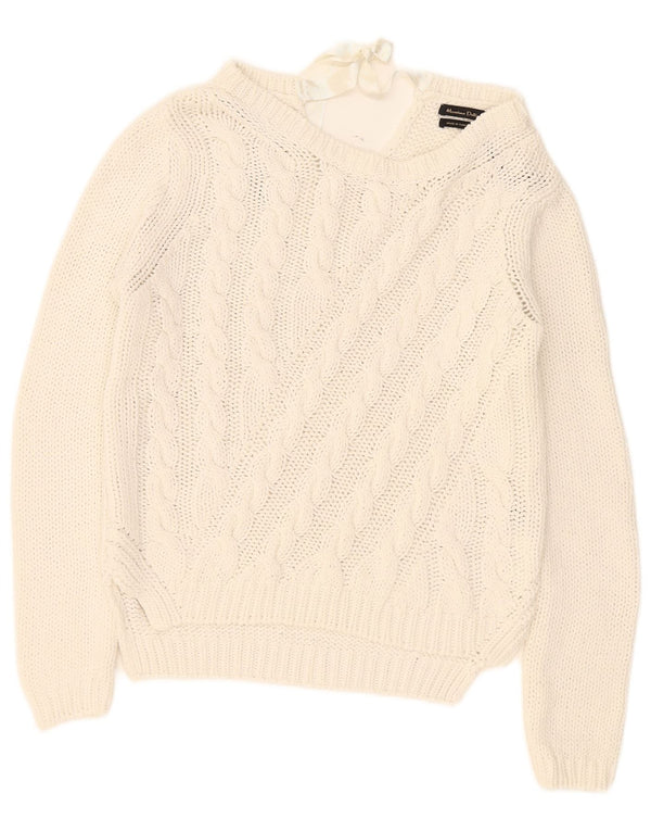 Massimo Dutti Γυναικείο πουλόβερ με λαιμόκαυστο UK 14 Medium White