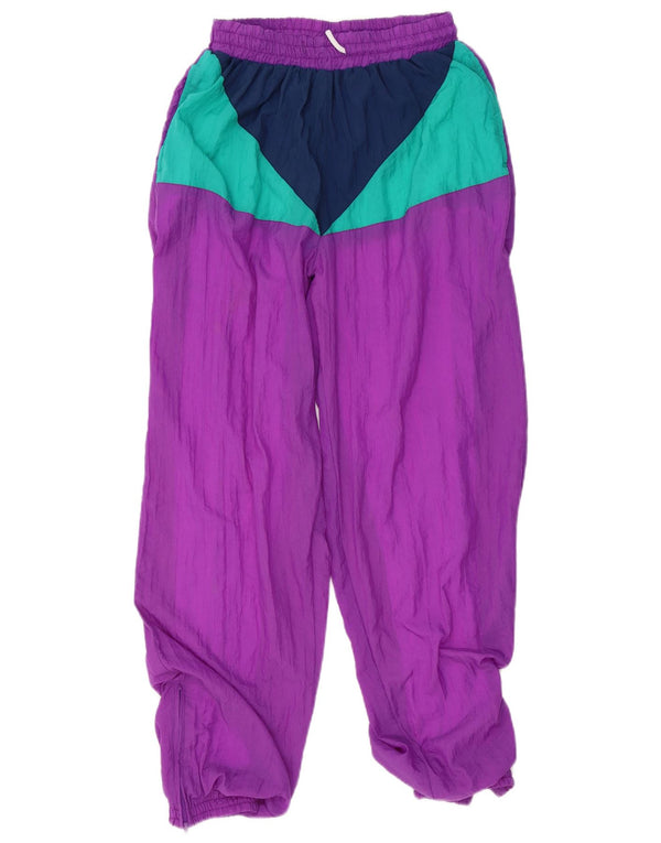 Vintage γυναικεία φόρμα παντελόνια Joggers UK 12 Medium Purple Colourblock