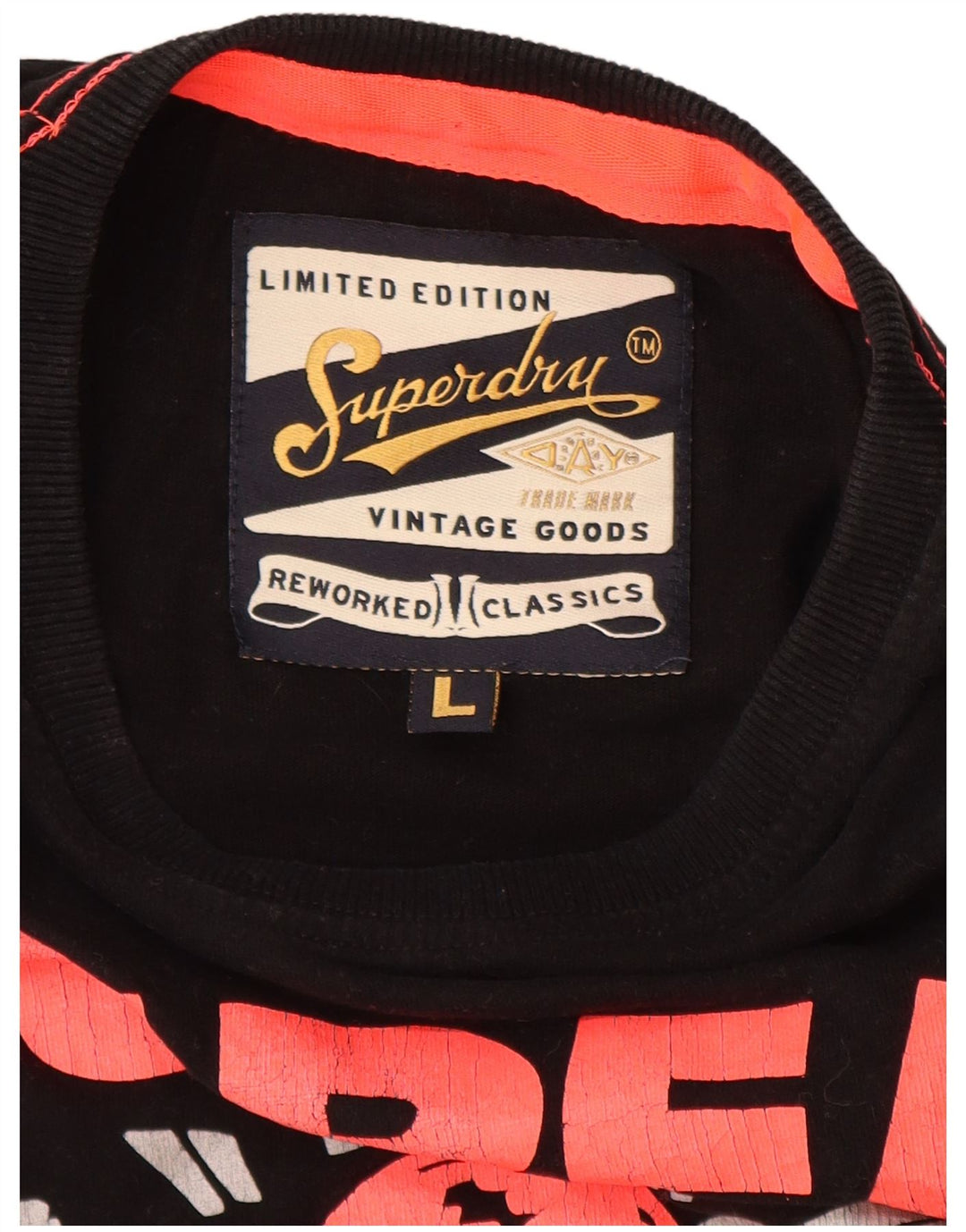 Ανδρικό γραφικό μπλουζάκι SUPERDRY Top μεγάλο μαύρο βαμβακερό