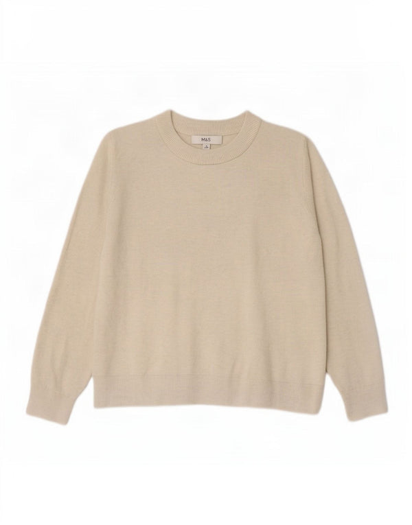 Marks & Spencer Γυναικείο πουλόβερ με λαιμόκοψη UK 14 Medium Beige